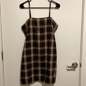 romwe size L brown plaid dress! (never worn!!)
